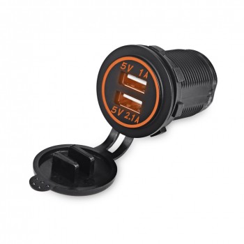Truck ATV Boat USB Socket Charger Motorcycle 5V 2.1A 1A Car Cigarette Lighter Socket USB Charger Power Adapter Outlet 12V-24V