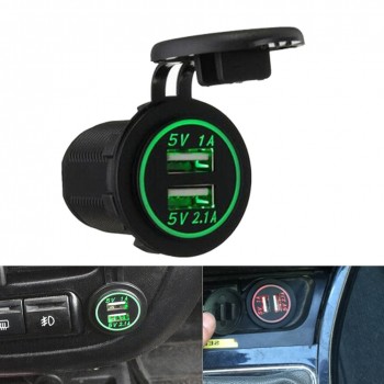 Truck ATV Boat USB Socket Charger Motorcycle 5V 2.1A 1A Car Cigarette Lighter Socket USB Charger Power Adapter Outlet 12V-24V