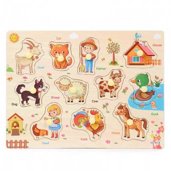 30cm Kid Early Educational Toys Baby Hand Grasp Wooden Toy Puzzle Alphabet Digit Learning Education Child Wood Jigsaw Toy