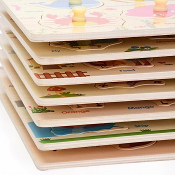 30cm Kid Early Educational Toys Baby Hand Grasp Wooden Toy Puzzle Alphabet Digit Learning Education Child Wood Jigsaw Toy