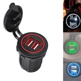 USB Power Outlet For Car Motorcycle Auto Truck Boat Led Charging Socket Car Power Charger 2.1A/1A Dual USB Outlet 12V-24V