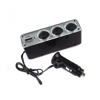 High Quality 3 Way Car Cigarette Lighter Socket Splitter Charger Power Adapter DC+USB Port Plug 12V-24V