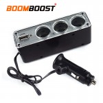 Charger Power Adapter Plug DC 12V Triple socket with one USB  Car Cigarette Lighter 3 Way Auto Socket Splitter 12V