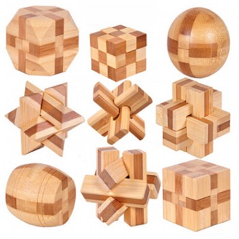 2017 New Design IQ Brain Teaser Kong Ming Lock 3D Wooden Interlocking Burr Puzzles Game Toy For Adults Kids MU881940