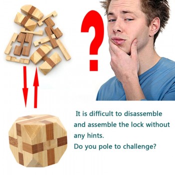 2017 New Design IQ Brain Teaser Kong Ming Lock 3D Wooden Interlocking Burr Puzzles Game Toy For Adults Kids MU881940