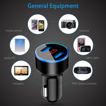 Dual USB Car Charger 5V 3.1A  Auto Charger GPS Navigator Car Quick Charge Universal for Smart Iphone Xiaomi with Voltage display