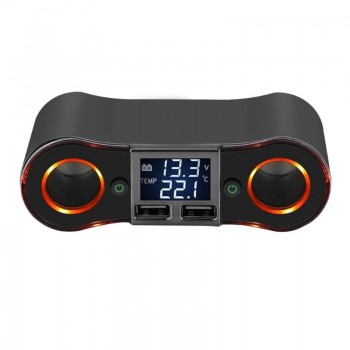 LCD 1 to 2 Car Cigarette Lighter Socket Splitter Dual USB 3.4A Auto Quick Charging Adapter with LED Indicator Separated Switch