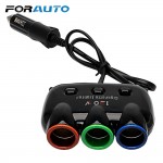 Lighter Splitter 12V-24V 120W Three Way Car Cigarette Lighter Adapter with Independent Switch Auto 5V/2.1A Dual USB Car Charger