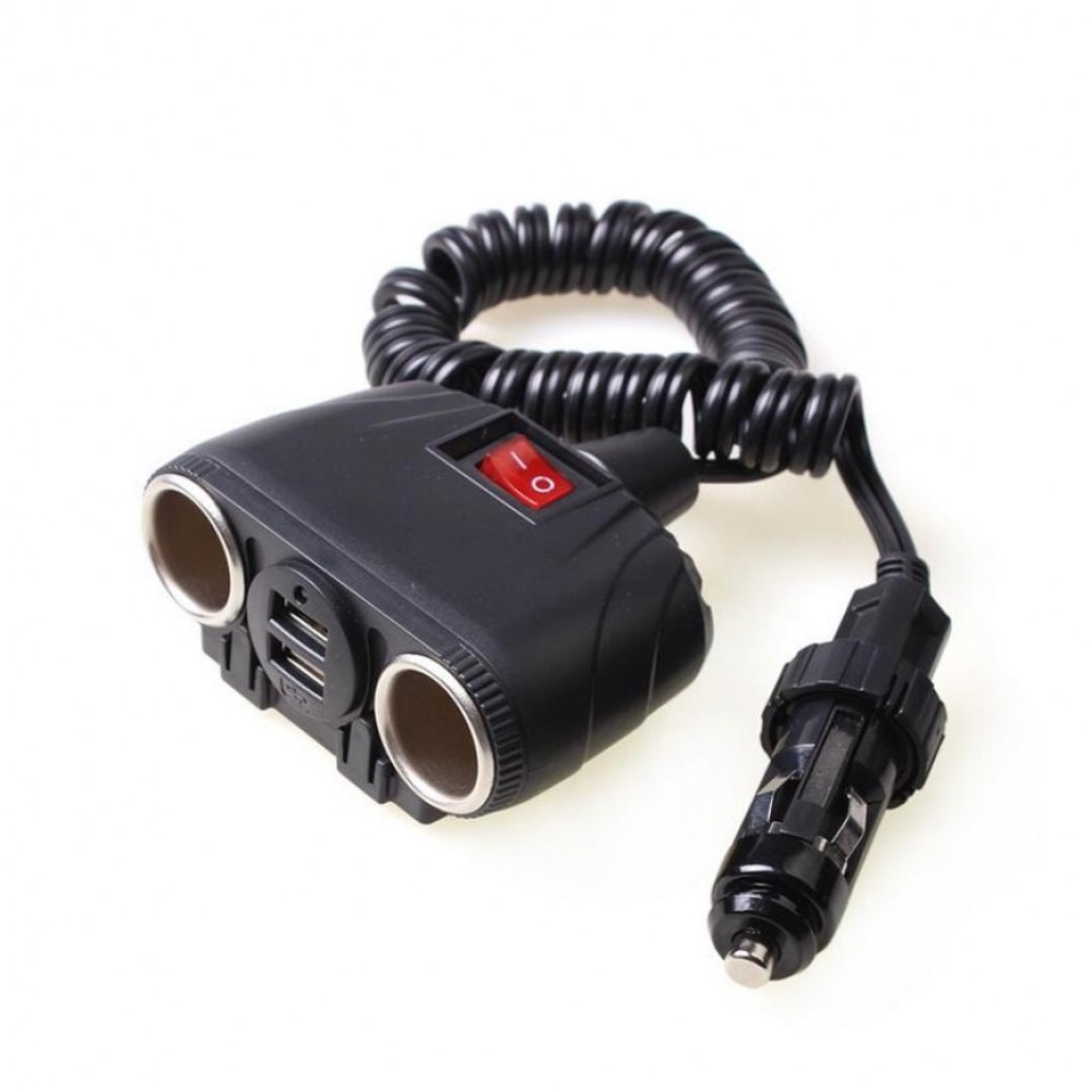 Car Charger 3.1A 120W Dual USB Adapter 2 Socket Car Cigarette Lighter Splitter Adapter with Switch Build-in Fuse DC12V-24V