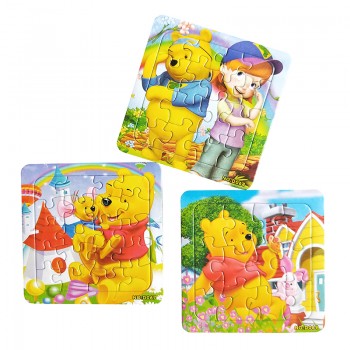 Puzzles Digital Paper Famous Cartoon Winnie Educational Toy for Children 9/12/16PCS Puzzle Game Free Shipping Kid Toys