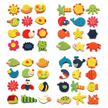12pcs/lot Colorful Wooden Animal Cartoon Fridge Stickers Kids Toys Refrigerator Magnet for Children Baby Education Toy 40% off