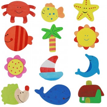 12pcs/lot Colorful Wooden Animal Cartoon Fridge Stickers Kids Toys Refrigerator Magnet for Children Baby Education Toy 40% off