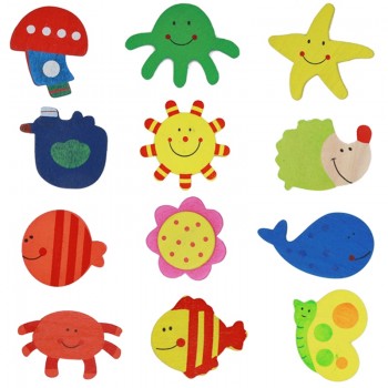 12pcs/lot Colorful Wooden Animal Cartoon Fridge Stickers Kids Toys Refrigerator Magnet for Children Baby Education Toy 40% off