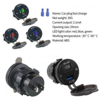 12V 24V Motorcycle Car USB Charger With Switch QC3.0 Smart Voltage Auto Power Adapter Fast Charging Car Charger For Mobile Phone