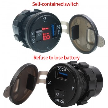 12V 24V Motorcycle Car USB Charger With Switch QC3.0 Smart Voltage Auto Power Adapter Fast Charging Car Charger For Mobile Phone