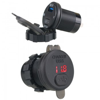 12V 24V Motorcycle Car USB Charger With Switch QC3.0 Smart Voltage Auto Power Adapter Fast Charging Car Charger For Mobile Phone