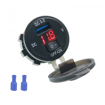 12V 24V Motorcycle Car USB Charger With Switch QC3.0 Smart Voltage Auto Power Adapter Fast Charging Car Charger For Mobile Phone