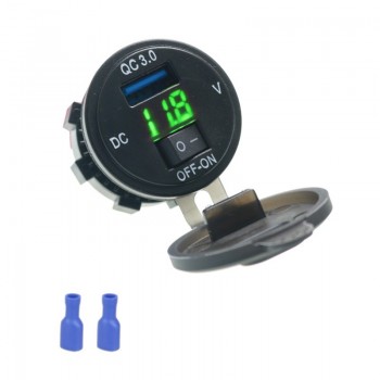 12V 24V Motorcycle Car USB Charger With Switch QC3.0 Smart Voltage Auto Power Adapter Fast Charging Car Charger For Mobile Phone