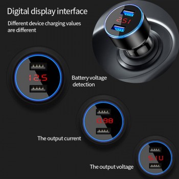 Cars Charger Car Cigarette Lighter USB LED Display 12V 24V Car Socket Splitter Phone Charging For iPhone Samsung Auto Electronic