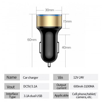 Cars Charger Car Cigarette Lighter USB LED Display 12V 24V Car Socket Splitter Phone Charging For iPhone Samsung Auto Electronic