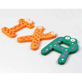 Free Shipping 2016 Hot Sale New Kids Toys 26pcs/set Wooden Cartoon Alphabet ABC~XYZ Magnets Child Educational Wooden Toy Gift