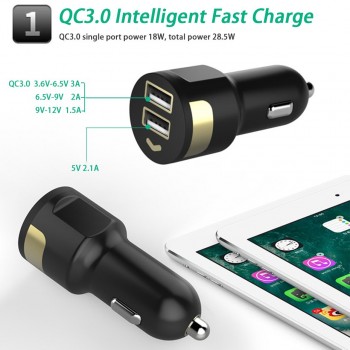 Car Dual USB 3.1A Car Charger 12V Cigarette Lighter Outlet For Car Socket Auto Universal LED 18W Fast Charger Adapte
