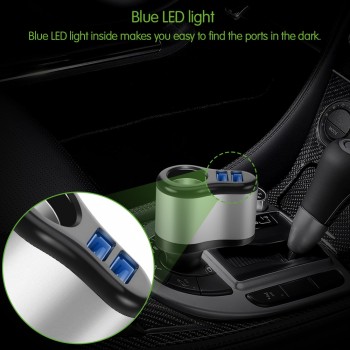 Onever Dual USB Electronic Cigarette Lighter Car Lighter Charger Socket Splitter Adapter 3.1A Charger for iPhone Phone 12V-24V