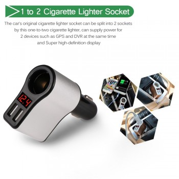 Dual USB Car Cigarette Lighter Socket Splitter Plug 5V 3.1A Car Charger Adapter Voltage Monitor Power Adapter for Smart Phone