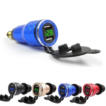 4.2A Metal Dual USB car charger power Adapter Voltage Display Motorcycle Charger For BMW F800GS F650GS F700GS R1200GS Moto Plug