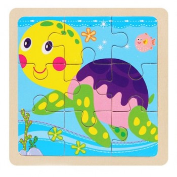 Mini Size 11*11cm Wooden 3D Cartoon Puzzle Jigsaw for Children Kids Cartoon Animal/traffic Puzzles Educational Toy Girl Boy Gift