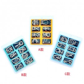 8pcs/Set Metal Wire Puzzle IQ Mind Brain Teaser Puzzles Game Adults Children Kids Montessori Early Educational Toys A Nice Gift.