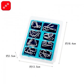 8pcs/Set Metal Wire Puzzle IQ Mind Brain Teaser Puzzles Game Adults Children Kids Montessori Early Educational Toys A Nice Gift.