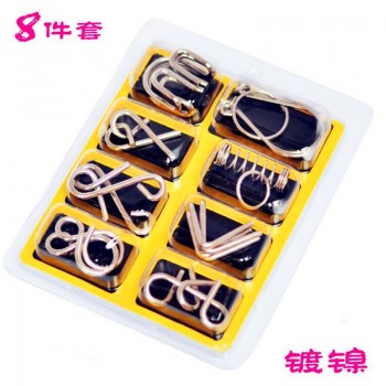 8pcs/Set Metal Wire Puzzle IQ Mind Brain Teaser Puzzles Game Adults Children Kids Montessori Early Educational Toys A Nice Gift.