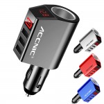 3 USB Car Charger 12V 24V 80W Power Output Cigarette Lighter Socket with 2 Digital LED Display for iPhone IOS Android Phones