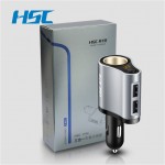 HSC 100W Car Charger Double USB Port Dual Adapter 2 USB 3.1A Car a Cigar With Battery Voltage LED Disolay and Independent Switch