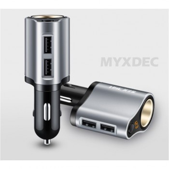 HSC 100W Car Charger Double USB Port Dual Adapter 2 USB 3.1A Car a Cigar With Battery Voltage LED Disolay and Independent Switch