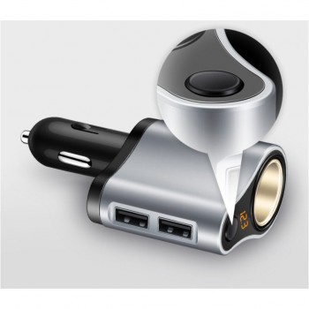 HSC 100W Car Charger Double USB Port Dual Adapter 2 USB 3.1A Car a Cigar With Battery Voltage LED Disolay and Independent Switch