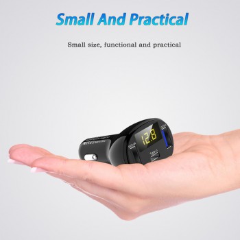 Car Dual USB Cigarette Lighter Type C QC 3.0 Charger 5V LED Display Adapter Splitter Auto Charge Socket Electronic Accessories