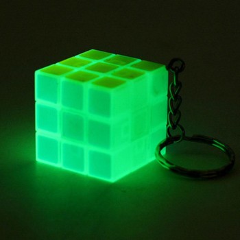 KeyChain Zcube Magic Cube Glow in Dark Decompression Brain Teaser Mini Stickerless Colorized