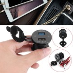 Led Car Dual USB Charger Quick Charging Socket Adapter Voltage Display QC3.0 2.1A ABS Waterproof Round Auto Power Adapter