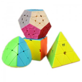 Qiyi Magic Cube Box Set Professional Gift Set Childrens Four Piece Rubiks Cube Toys for kids