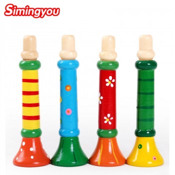 Simingyou 1pcs Colorful Wooden Toys Trumpet Buglet Hooter Bugle Musical Toys For Kids Instruments Toy Random C20 DropShipping