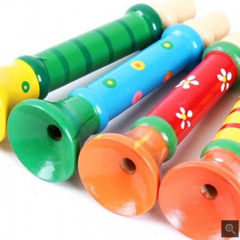 Simingyou 1pcs Colorful Wooden Toys Trumpet Buglet Hooter Bugle Musical Toys For Kids Instruments Toy Random C20 DropShipping