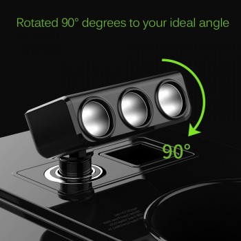 3 Way 100W Cigarette Lighter Socket Splitter 3.1A Dual USB Car Charger Adapter with Independent Switches and Voltmeter LCD