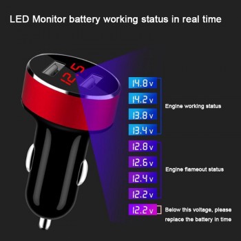 5V 2.4A Dual Port USB Car Charger LED Display Cigarette Lighter Charging Adapter For Xiaomi Huawei Samsung iPhone 8 Plus XS XR