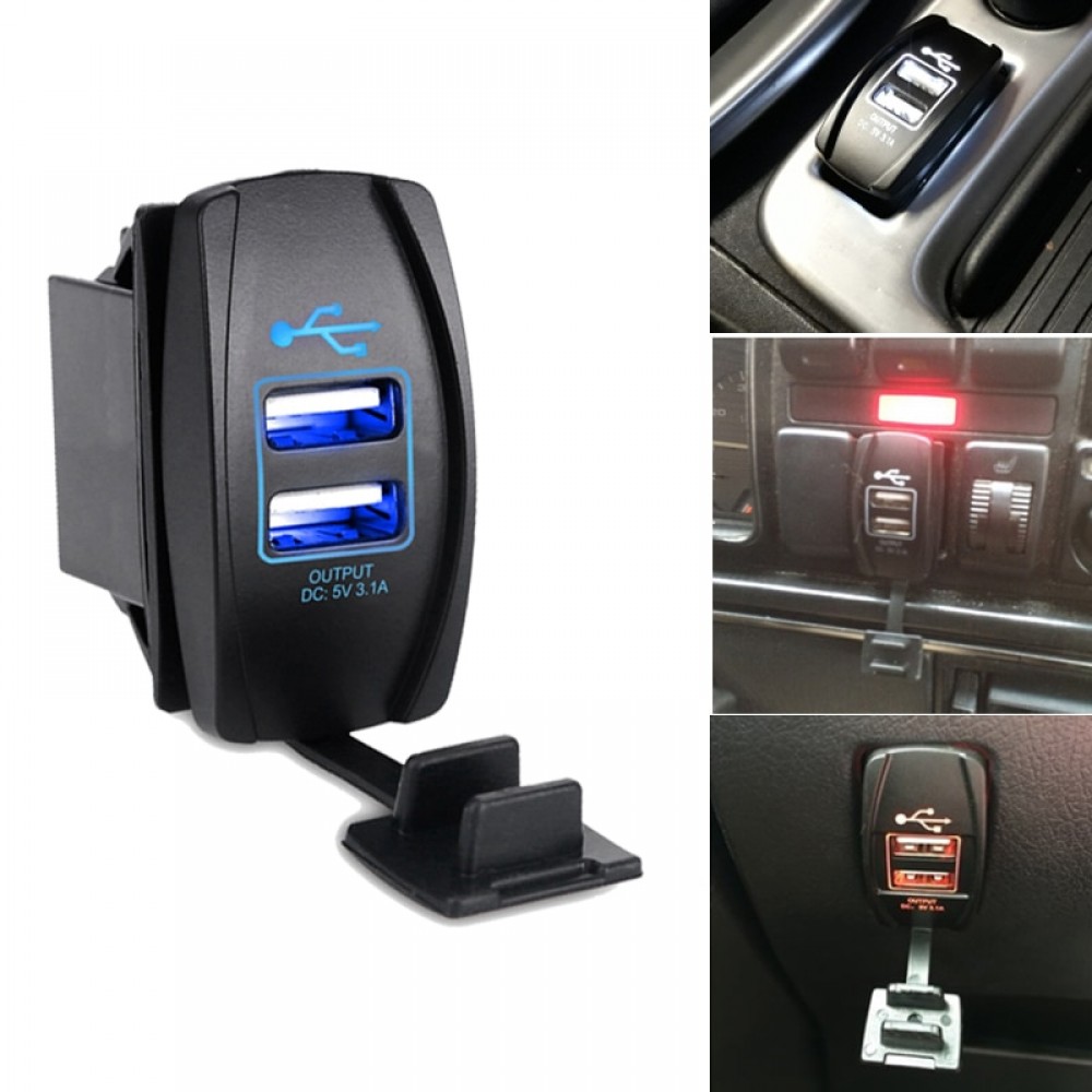 12V Auto USB Car Charger Cigarette Lighter Socket Adapter For Motorcycle Truck Boat Marine Power Outlet Dual USB Socket Charger