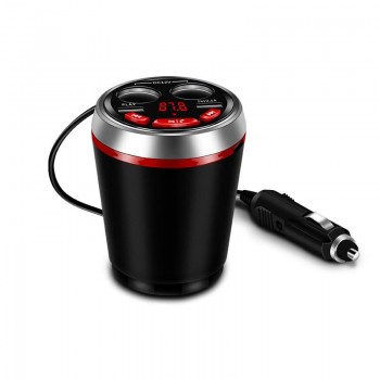 Onever 3 in 1 Bluetooth FM Transmitter Car Music MP3 Player Hands Free Car Kit Cup Holder Cigarette Lighter 2 USB Power