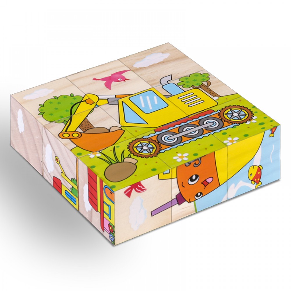 High Grade Six-face Picture Wooden Jigsaw 3D Puzzle Toys Childrens Early Educational Toy Cube Jigsaw Puzzle Baby Kids Gifts