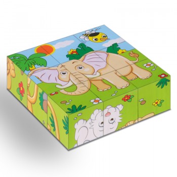 High Grade Six-face Picture Wooden Jigsaw 3D Puzzle Toys Childrens Early Educational Toy Cube Jigsaw Puzzle Baby Kids Gifts