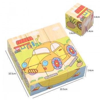 High Grade Six-face Picture Wooden Jigsaw 3D Puzzle Toys Childrens Early Educational Toy Cube Jigsaw Puzzle Baby Kids Gifts